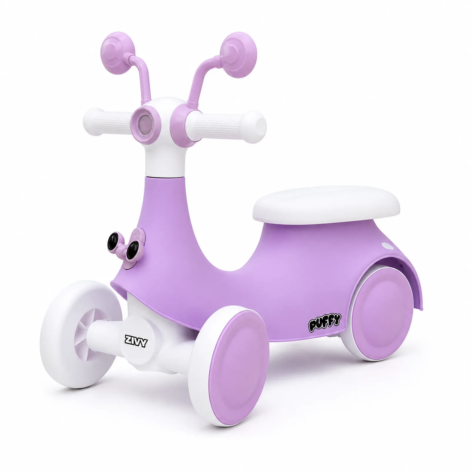 Puffy Rider in purple, three-quarter studio view